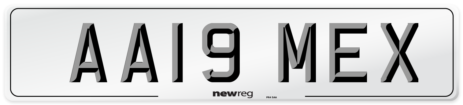 AA19 MEX Number Plate from New Reg